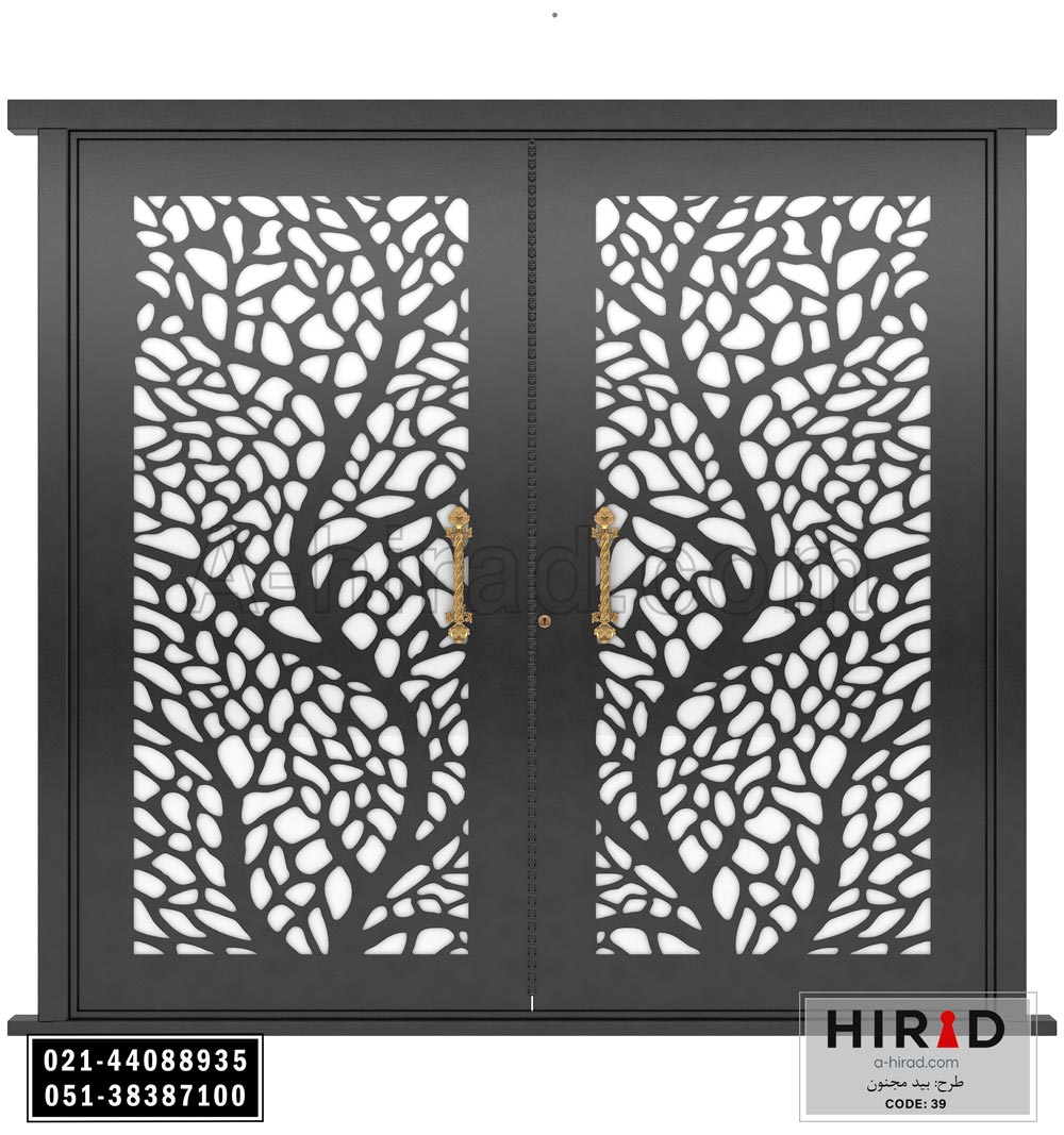 درب فلزی لیزری دولنگه هیراد طرح بید مجنون کد 2039 عرض 265 ارتفاع 223 